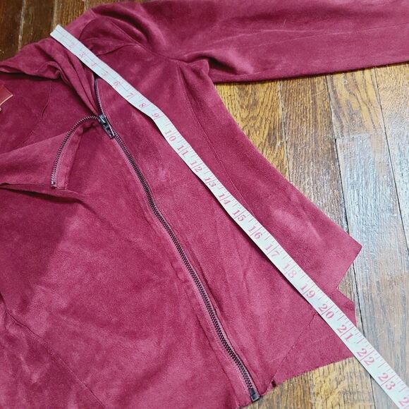 Blank NYC Drape Front Faux Suede Jacket in Red Vegan - Picture 10 of 15